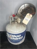 EMPTY PROPANE TANK WITH TANK TOPPED HEATER