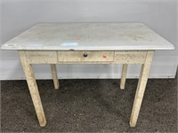 ENAMEL TOP KITCHEN TABLE WITH SINGLE DRAWER