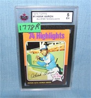 Hank Aaron 1975 Topps graded baseball card