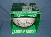 Autographed Larry Bird basketball with original bo