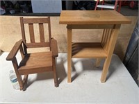 End table and small decorative rocking chair