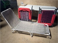 1 long foldable chair & 2 foldable rocking chairs