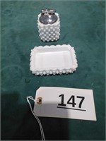 Milk Glass Table Lighter and Ashtray