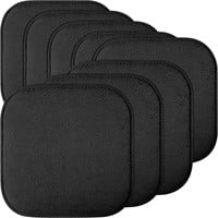 8pc Non Slip Foam Chair Pads 16x16 Inch Black