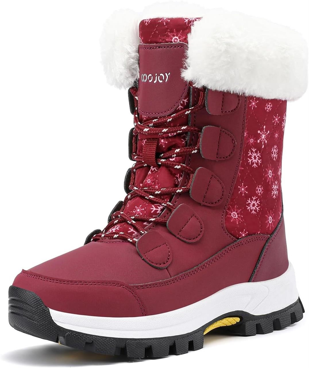 size 8 - COOJOY Womens Snow Boots  Wine Red