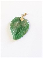 Carved Jade Pendant with 14K Gold Bail