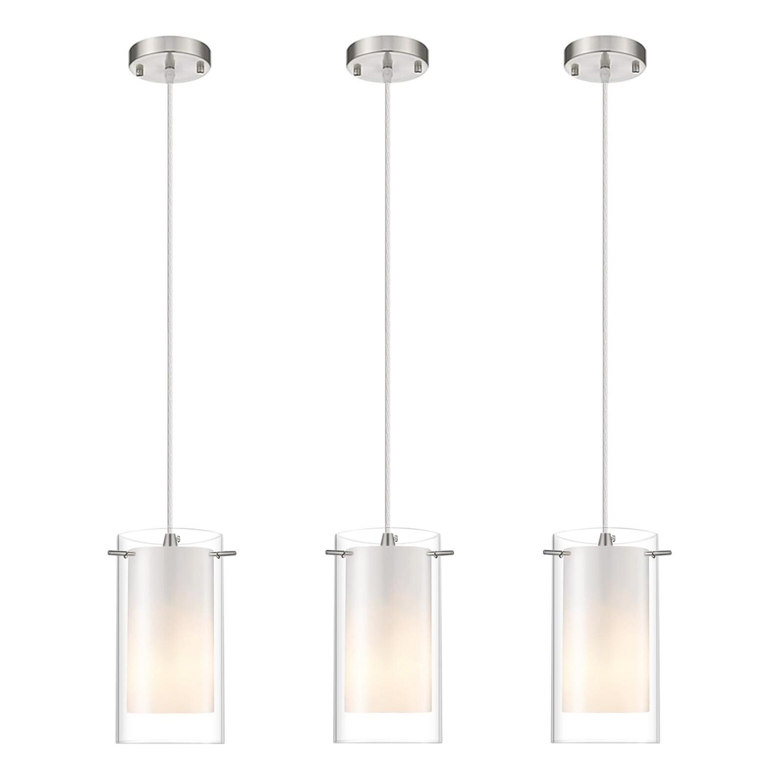 AKEZON 3-Light Pendant Light, Indoor Glass Hanging