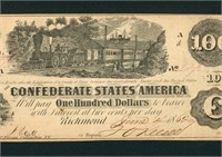 $100 1862 Confederate States of America - Richmond