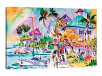 Beach Canvas Wall Art Seaside Shoppers Print Pictu