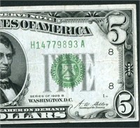 $5 1928 ((DARK GREEN)) Federal Reserve Note