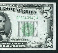 $5 1934 Federal Reserve Note ** PAPER CURRENCY