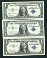 (3 NOTES) $1 1957 ((CU)) Silver Certificate Note