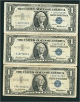 (3 NOTES) *STAR* $1 1957 Silver Certificate Note