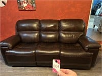 Brown Leather Couch with 2 Electric Recliners...