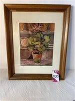 Henri Matisse Watercolor Pot of Geraniums 13"x16"H
