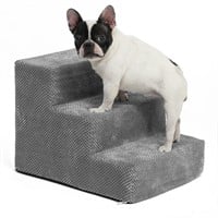 KASSELY Portable Dog Stairs, Pet Stairs 3-Step Ant