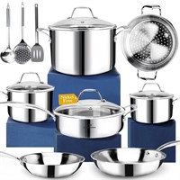 HOMICHEF 14-Piece Nickel Free Stainless Steel Cook