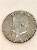 1964 Kennedy Silver Half Dollar Detailed Hair