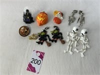 Halloween Pins, Witch & Skeleton Earrings