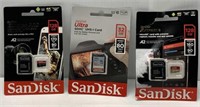 Lot of 3 SanDisk 128GB/32GB Memory Cards - NEW