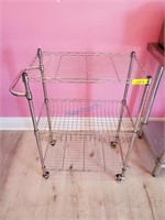 3-TIER MOBILE CHROME WIRE CART
