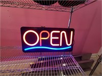 NEON LIGHTED 'OPEN' HANGING SIGN, 23" X 11"