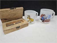 Pluto & Fun Coffee Mugs, V Nickels Dresser Box