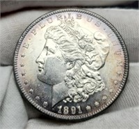 1891-S Morgan Silver Dollar Unc. Toned