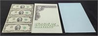 Uncut Sheet Of 4 1976 $2 "Star" Notes w/