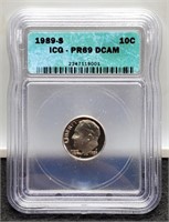 1989-S Slab Proof Dime ICG PR69 DCAM