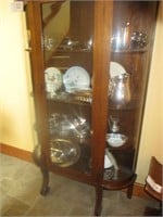 Bowfront Oak Display Cabinet Contents NOT included