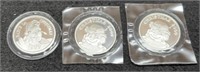 (3) 1 Troy Oz. Silver Christmas Rounds: