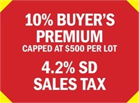 10% Buyer's Premium - 4.2% SD Sales Tax