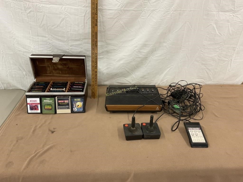 Vintage Atari system. Pac Man, Donkey Kong, more