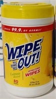 WIPE OUT 80ct Antibacterial Wipes Lemon Scent