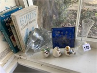 PAINTED BIRD SIGNED, GLASS ROCK, BOOKS ABOUT