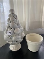 ITALY TOPIARY FRUIT PAINTED WHITE, POT FROM