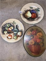 COLLECTOR PLATES, WOODEN PICTURE OF FLOWERS