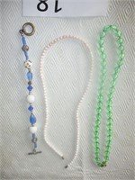 Three Pieces --two Necklaces and one 8" Bracelet
