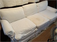 UPHOLSTERED SOFA WITH WHITE COVER DOES HAVE STAIN