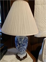 LAMP BLUE & WHITE 29" H