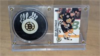 Autographed Ray Bourque Hockey Puck with Card in
