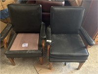 (2) Blue Leather Executive Chairs