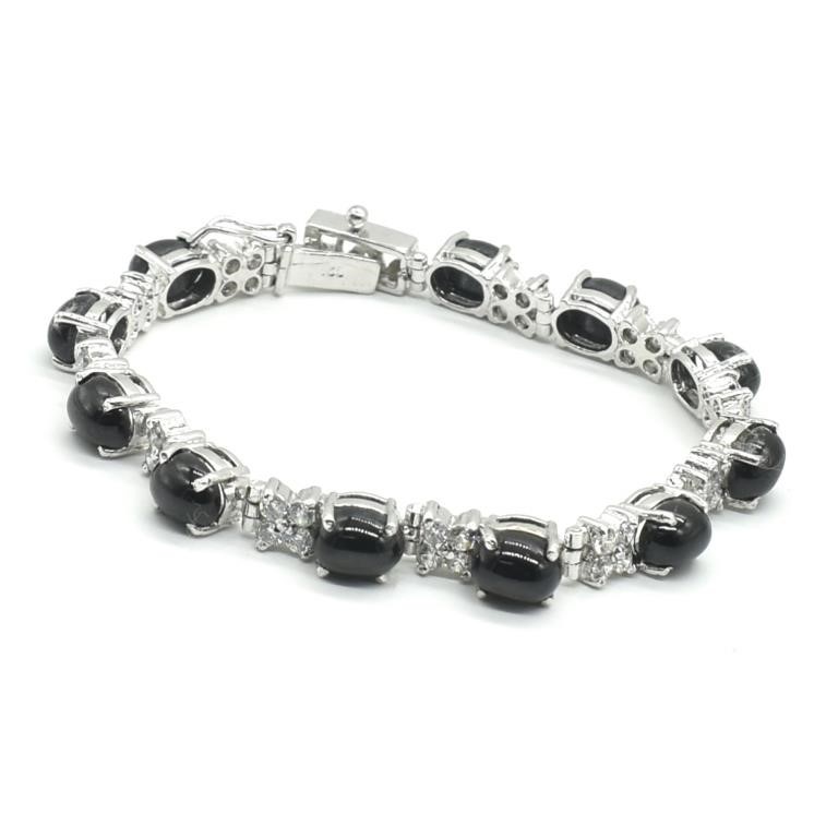 Silver Black Star Cz(17.75ct) Bracelet