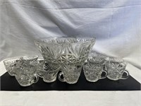 Decorative Glass Punch Bowl with Cups