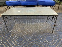 OUTDOOR COFFEE TABLE WITH GLASS TOP AND METAL