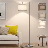 Boncoo Floor Lamp  Silk Shade  9W Bulb  Silver