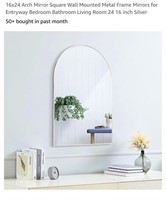16x24 Arch Mirror Square Wall Mounted Metal Frame