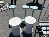 5pc Deco Outdoor Occasional Tables: White, Teal