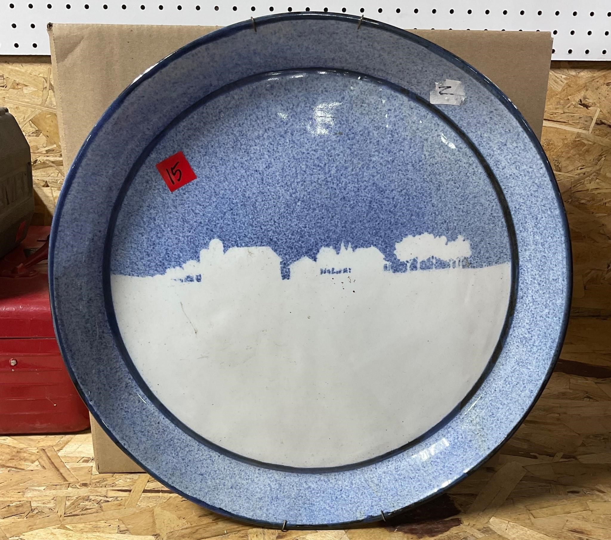 Large Ceramic Plate Wall Hanging 17” Diameter